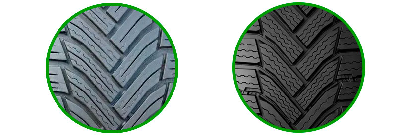 Порівняння зношеної та нової зимової шини Michelin Alpin 6: ламелі стерлись, хоча малюнок протектора ще видно | Prokoleso